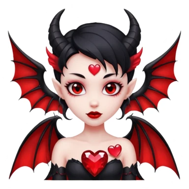 small black succubus wings, cryhstal heart red, black heart tail (HEART) sticker