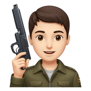 gun pointed too happy face sticker