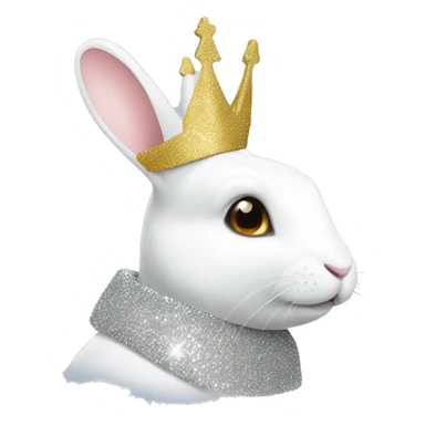 White rabbit with a glitter crown  sticker