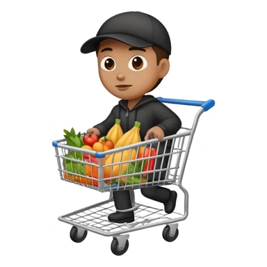 Thief stealing a grocery cart sticker
