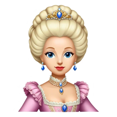 Cinematic Realistic Marie Antoinette Portrait Emoji, depicted as an opulent royal figure with elegant attire and a graceful poised expression, rendered with rich textures and soft lavish lighting that captures her historical allure. sticker
