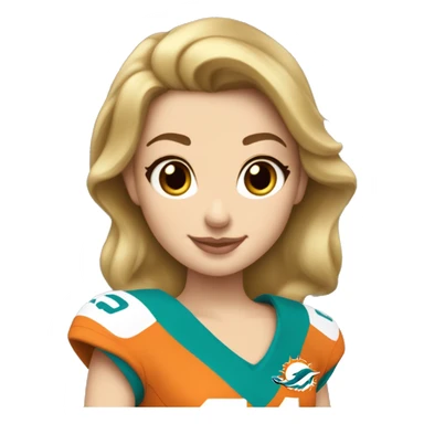 Caucasian Disney princess Belle wearing Miami Dolphins jersey with the number one on it sticker