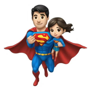 Superman Fly with a girl sticker