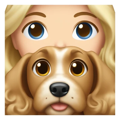 blue eyed blonde lady with brown Cockapoo dog sticker