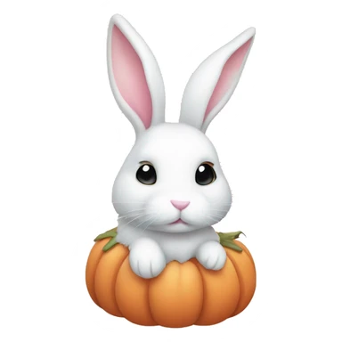 autumn cozy white rabbit in light pink pumpkin  sticker
