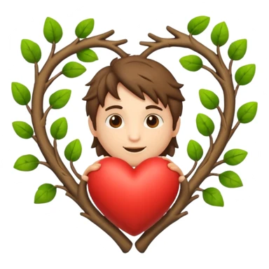 nature bard character heart sign with branches sticker