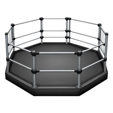 MMA cage arena object icon, octagon fighting cage with metal fence walls, padded corner posts, professional combat arena, 3D cartoon style, mobile game icon style, centered, clean background, no people, no text, no watermark
 sticker