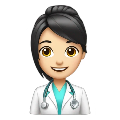 Dentist-girl-eyesmile-black middle straight hair-dental chair sticker