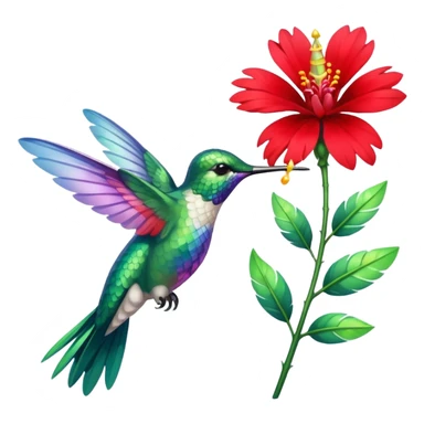 hummingbird drinking nectar from flower sticker