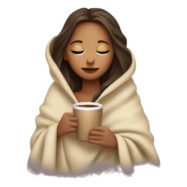 girl inside a blanket sipping coffee eyes closed sticker