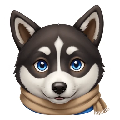 No hat Black Husky with 1 blue eye and 1 brown eye and scarf with white stripe down forehead sticker