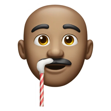 Man with sugar around his nose and mouth with a straw sticker