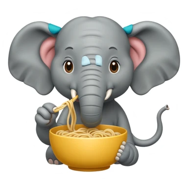 elephant eating noodle sticker