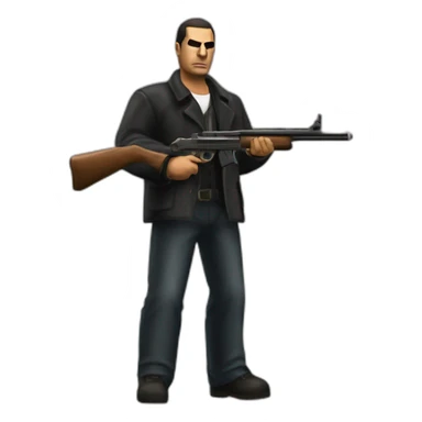 GTA III Italian Mafia man with shotgun sticker