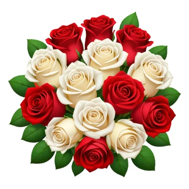 White rose and red rose bouquet sticker