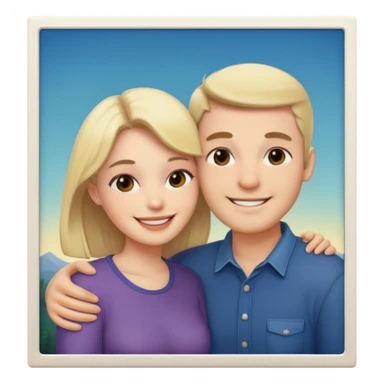 Couple hugs polaroid photo sticker