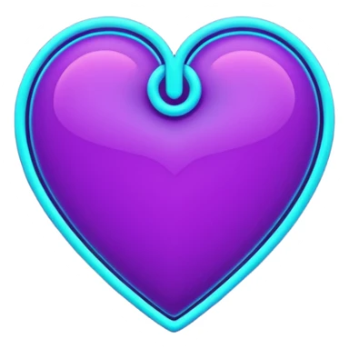 futuristic minimalistic glowing heart made of purple (#8B5CF6) and cyan (#00E0FF) neon lines, dark background, digital tech aesthetic, no face, 1:1 aspect ratio sticker