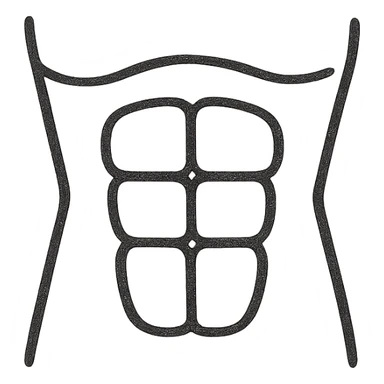 six pack abs as an icon, abstracted, geometric shapes, recognizable abdominal muscles sticker