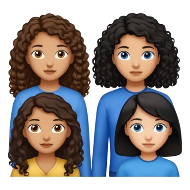 Algo de Disney y por detrás o delante pon a quatro chicas: una con el pelo largo rizado marrón , otra con el pelo muy corto negro, como un chico, otra con el pelo mediano liso marrón con ojos azulesy otra con el pelo negro largo liso . Es para el viaje sticker