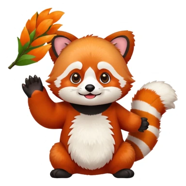 Red Panda 2d bye bye cute anime style sticker