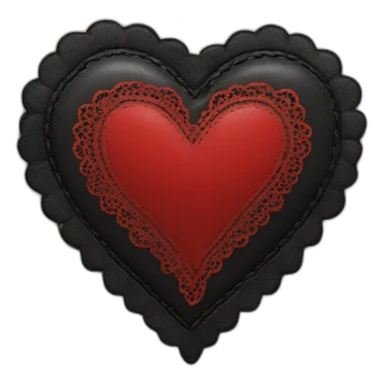 Black leather heart with red lace border sticker