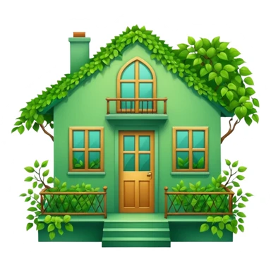 Beautifull Green house made with leaves, branches and a balcony  sticker