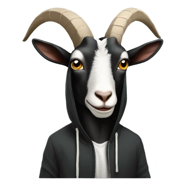 Goat with a big brain wearing black hoodie sticker