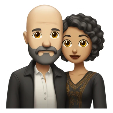 White bald man with dark beard kissing short Mexican woman with long dark wavy hair sticker