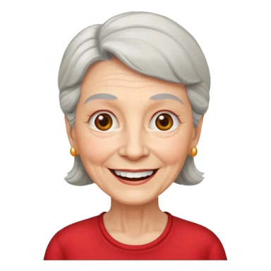 elderly woman with red shirt sticker
