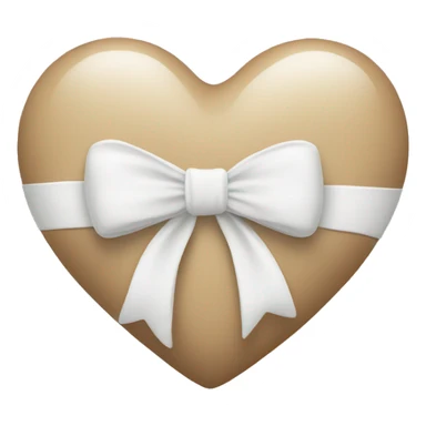 beige heart with white bow sticker