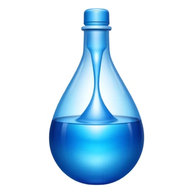 "Abstract logo symbol representing plastic blow molding, a drop of blue liquid plastic transforming into a solid bottle shape, futuristic, metallic texture, blue and silver gradient, white background, high definition app icon." sticker