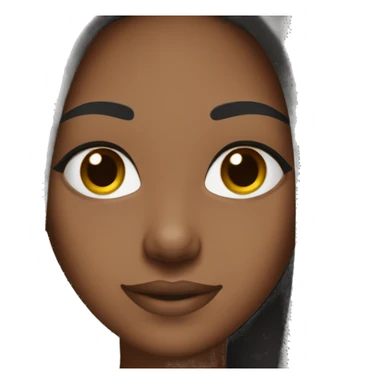 black girl with long straight black hair brown eyes straight eyebrows smiling sticker