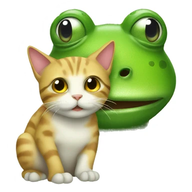 Cat and frog sticker
