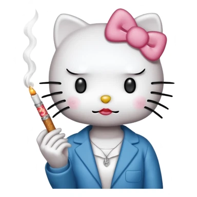 hello kitty with a blunt sticker