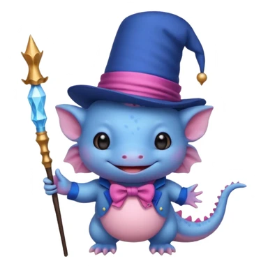 blue axolotl with magician hat sticker