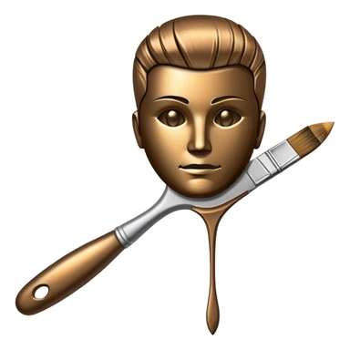A paintbrush that transforms into a human metal silhouette, symbol of artistic identity sticker