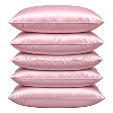 Pastel pink satin pillow stack, soft shadows, minimal aesthetic sticker