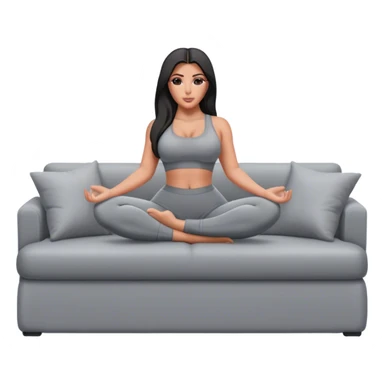 hyper-realistic kim kardashian in gray yoga pants on couch comfy sticker