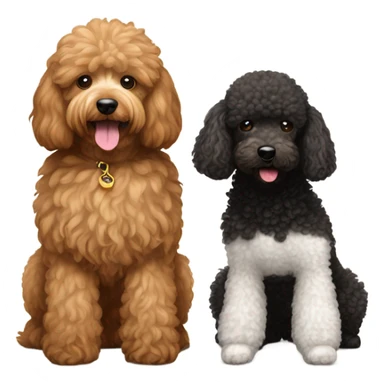 little black and white toy poodle and brown golden doodle sticker