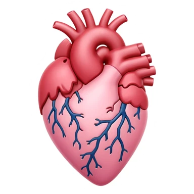 Anatomical heart, soft pink, light, iOS emoji style, variation 1 sticker