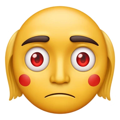 yellow face with red tired eyes, classic emoji look sticker