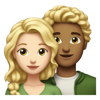 romantic moment between lovers : both are white - she has blonde wavy Hair and he is tall and green eyes sticker