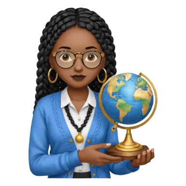 a-young-woman-wearing-fine-gold-round-glasses-and-black-hair-in-several-box-braids,-she-has-light-black-skin,-and-she's-wearing-a-white-shirt-with-an-blue-cardigan-on-top.-she's-holding-a-globe-in-one-hand.png sticker