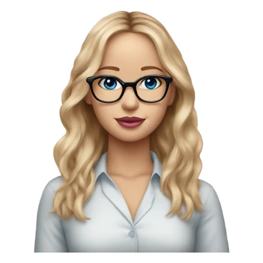 Jennifer Lawrence,  blu eyes wearing glasses and pink kisses sticker