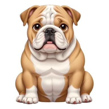 cute English bulldog waiting patiently with Mount Fuji in the background sticker