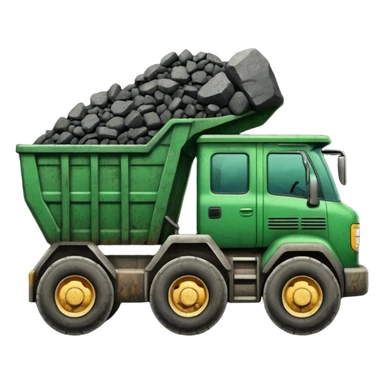 green truck with coal ore sticker