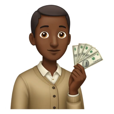  stereotypical black holding money and has a long nose sticker