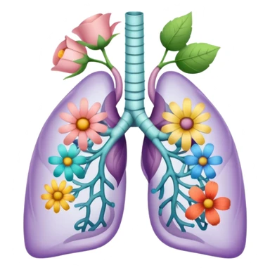 Pastel transparent anatomy lungs and flowers sticker