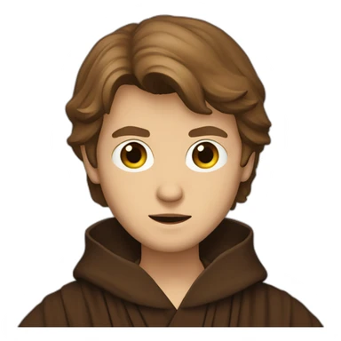 anakin skywalker (sith eyes) (brown hooded robe) (portrait, front facing) sticker