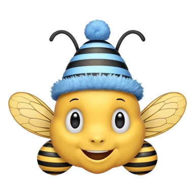 
Bees with blue Birthday Hat, Happy bee with striped party hat sticker